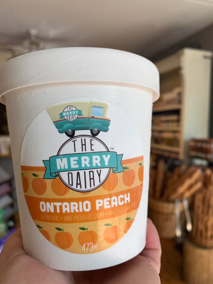 merry dairy ontario peach ice cream pint